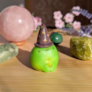 Wizard Frog Ring Holder or Keychain- Handmade Polymer Clay Desk Figurine Ornament