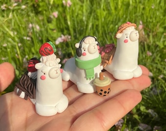 Custom Llama Figurine: Handmade Polymer Clay Desk Buddy