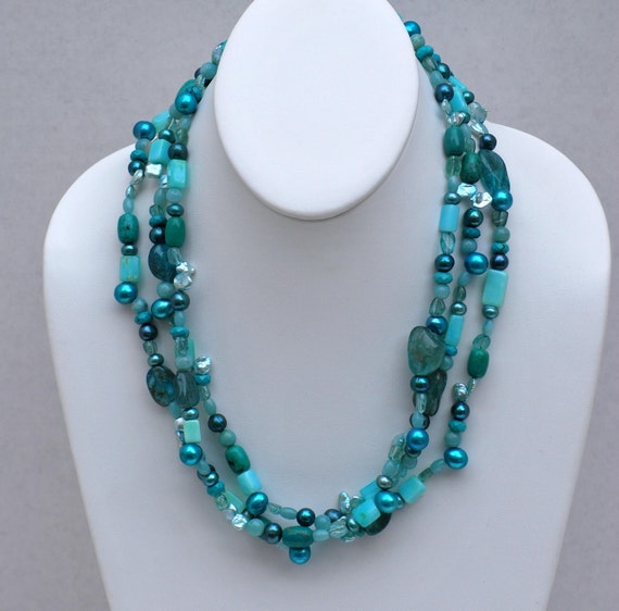 Amazon Dream Mixed Blue Gemstone Necklace by | Etsy