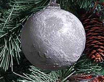 Blown Glass Moon Christmas Ornament