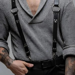 Leather Suspender Harness – Goth Male Strap Belt