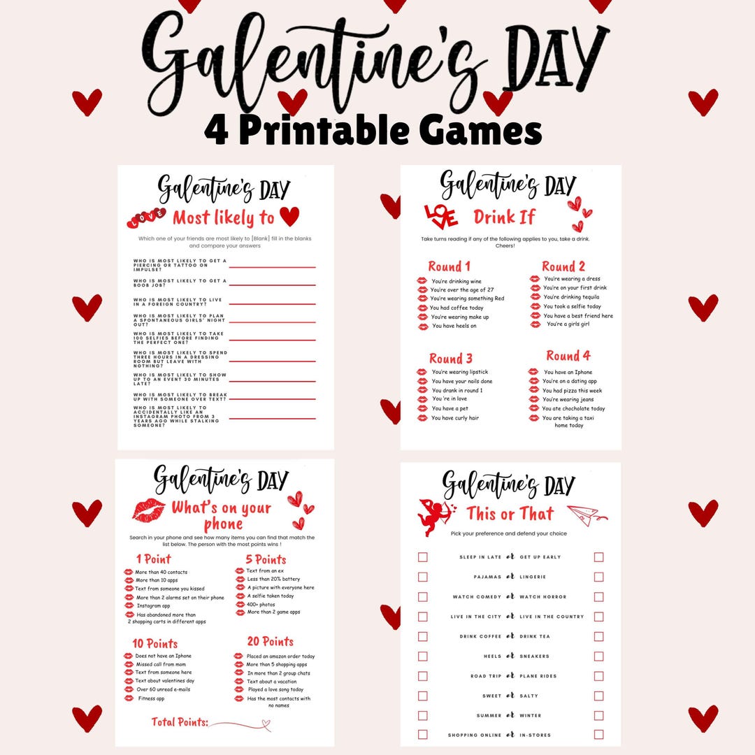 Galentines Day Games Printable Adult Galentine's Day Party Bundle ...