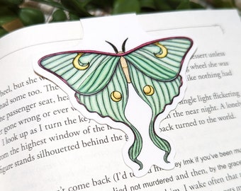 Magnetic Luna Moth Laminated Bookmark, Page Marker, Gifts for Readers, Gift for Bookworms