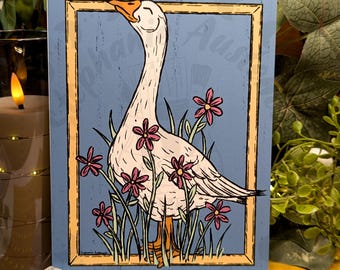 Impression d'art Country Goose, impressions d'art mates silly oies, oeuvre d'art cottagecore, ambiance vintage des années 90, décoration de ferme, cadeau pour femme
