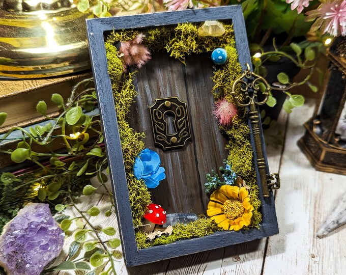 Secret Garden Shadowbox, Miniature Art, Mushrooom Art, Crystal Art