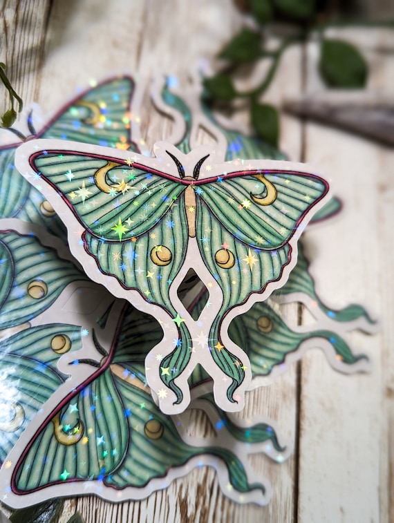 Luna Moth Holographic Sticker, Luna Moth Sticker, Moth Sticker, Laminated Sticker