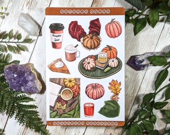 Pumpkin Spice Sticker Sheet, Autumn Stickers, Fall Vibes, Journaling Decorations, Bullet Journal, Pen Pal Gift, Gifts for Stationery Lovers