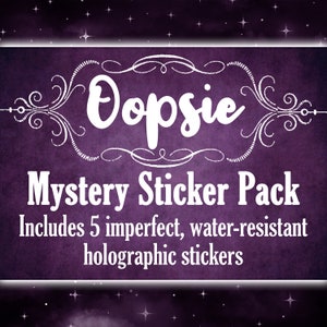 Mystery Oopsie Sticker Pack, Holographic Stickers Bundle, Random Imperfect Stickers for laptops water bottles, Water Resistant, Discounted