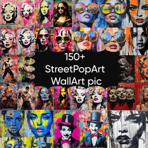 140+ Graffiti Wandkunst, Street Pop Art Print-Set, druckbare Mode-Dekor, Graffiti Poster, gerahmter Druck, gedruckte Kunst, veränderte Kunst