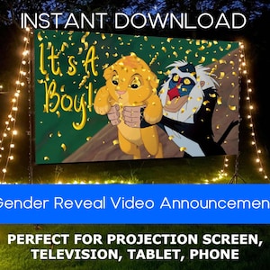 Gender Reveal Video Announcement, Lion King Gender Reveal Video, Gender Reveal Movie Instant Download