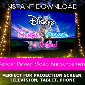 Gender Reveal Video Announcement, Disney Gender Reveal Video, Gender Reveal Movie Instant Download