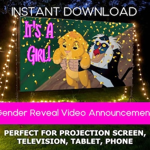 Gender Reveal Video Announcement, Lion King Gender Reveal Video, Gender Reveal Movie Instant Download