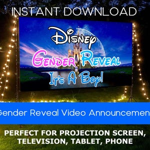 Gender Reveal Video Announcement, Disney Gender Reveal Video, Gender Reveal Movie Instant Download