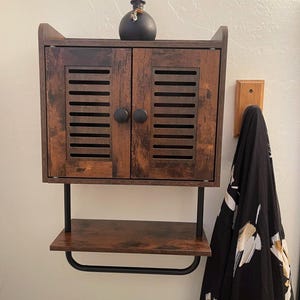 Wooden Bathroom Cabinet with Drawer & Towel Bar | Toilet Paper Holder | Towel Holder | Bathroom Shelves | Wall Shelves | Bathroom Storage