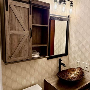 Wooden Bathroom Medicine Cabinet With Sliding Door | Bathroom Organizer | Kitchen Organizer | Toilet Paper Holder | Towel Holder |Home Decor