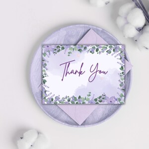 Druckbare Aquarell Blumen Dankeskarten, Lavendel Dankeschön Notizen, Brautparty, Babyparty Danke, Wertschätzungskarten für alle Anlasse,