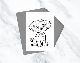 Puppy Coloring Page for Kids | Dog Art (Digital Download