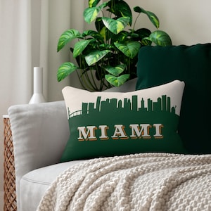 Miami Skyline Pillow | FL Cityscape Throw Pillow | Modern Florida Decor | Minimalist Couch Accent | Miami Gift for Locals