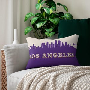 Los Angeles Skyline Pillow | LA Cityscape Throw Pillow | Modern California Decor | Minimalist Couch Accent | LA Gift for Californians