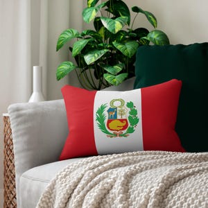 Peru Flag Lumbar Pillow | Peruvian Home Decor, Cultural Throw Cushion, South American Heritage Accent