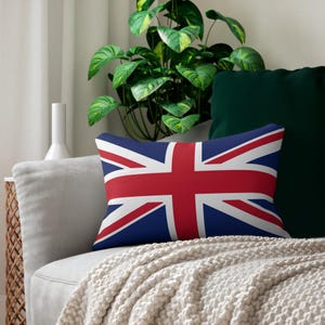 UK Flag Lumbar Pillow | British Home Decor, Cultural Throw Cushion, United Kingdom Heritage Accent