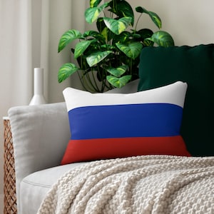 Russia Flag Lumbar Pillow | Russian Home Decor, Cultural Throw Cushion, European Heritage Accent