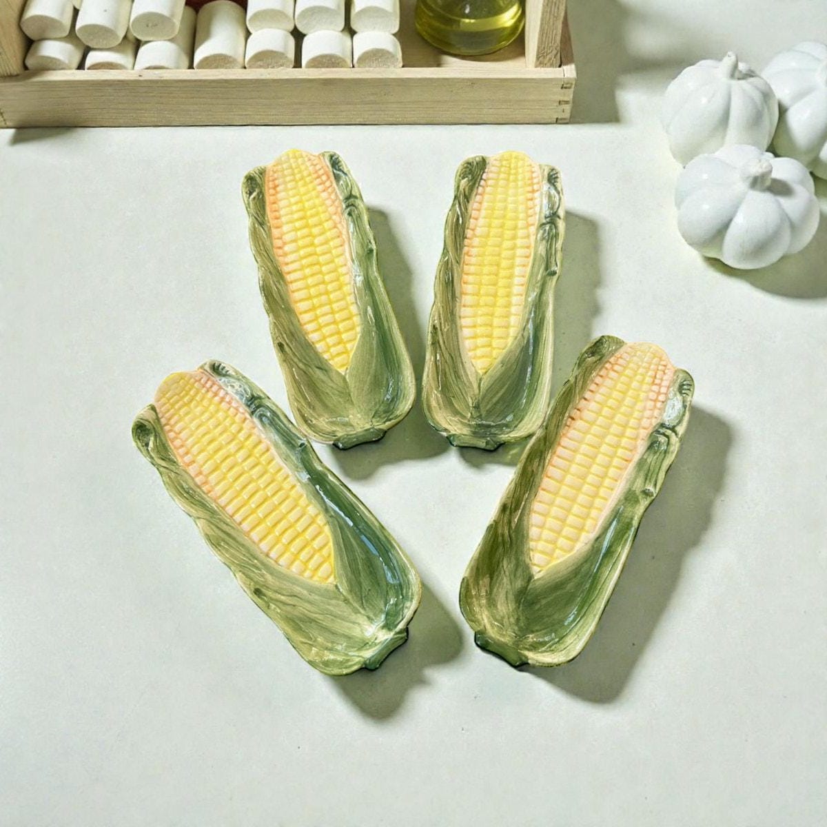 Corn Cob Holder Plates Set of 4 Corn Dishes Picnic Lunch