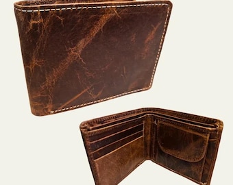 Handcrafted Buffalo Leather Wallet: Vegetable Tanned, Rustic Style