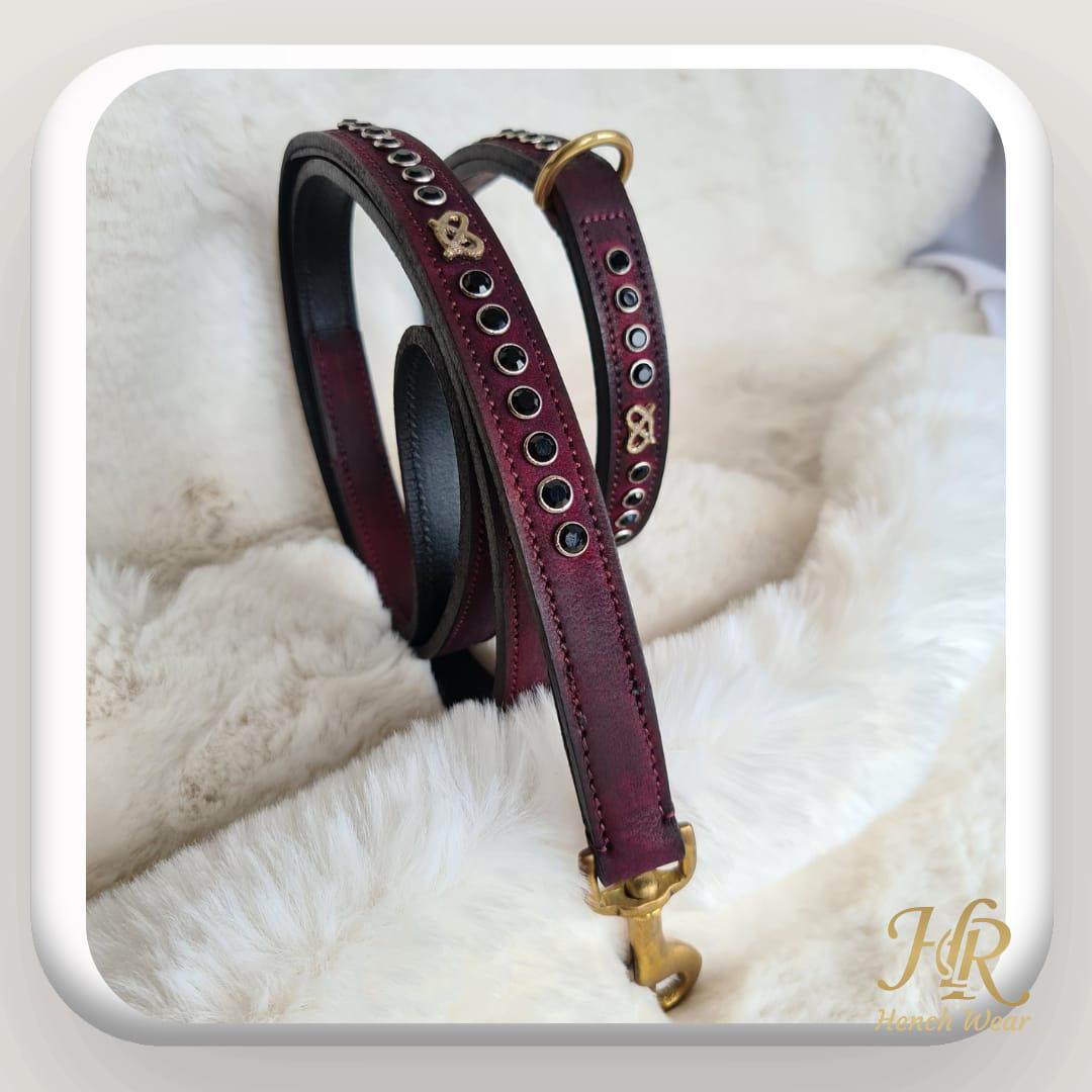 STAFFORDSHIRE SET COMBINATO COLLARE E PIOMBO CATENA IN PELLE