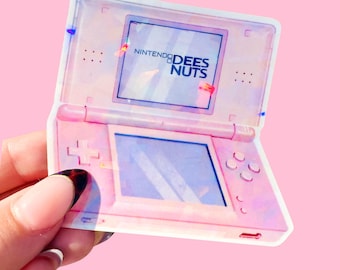 Nintendo DS Lite Pink Nostalgia Vinyl Holographic Decal Sticker