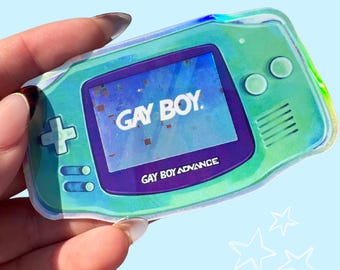 Gameboy Advance MLM Gay Men Flag Queer Pride LGBTQIA Vinyl Holographic Decal Sticker