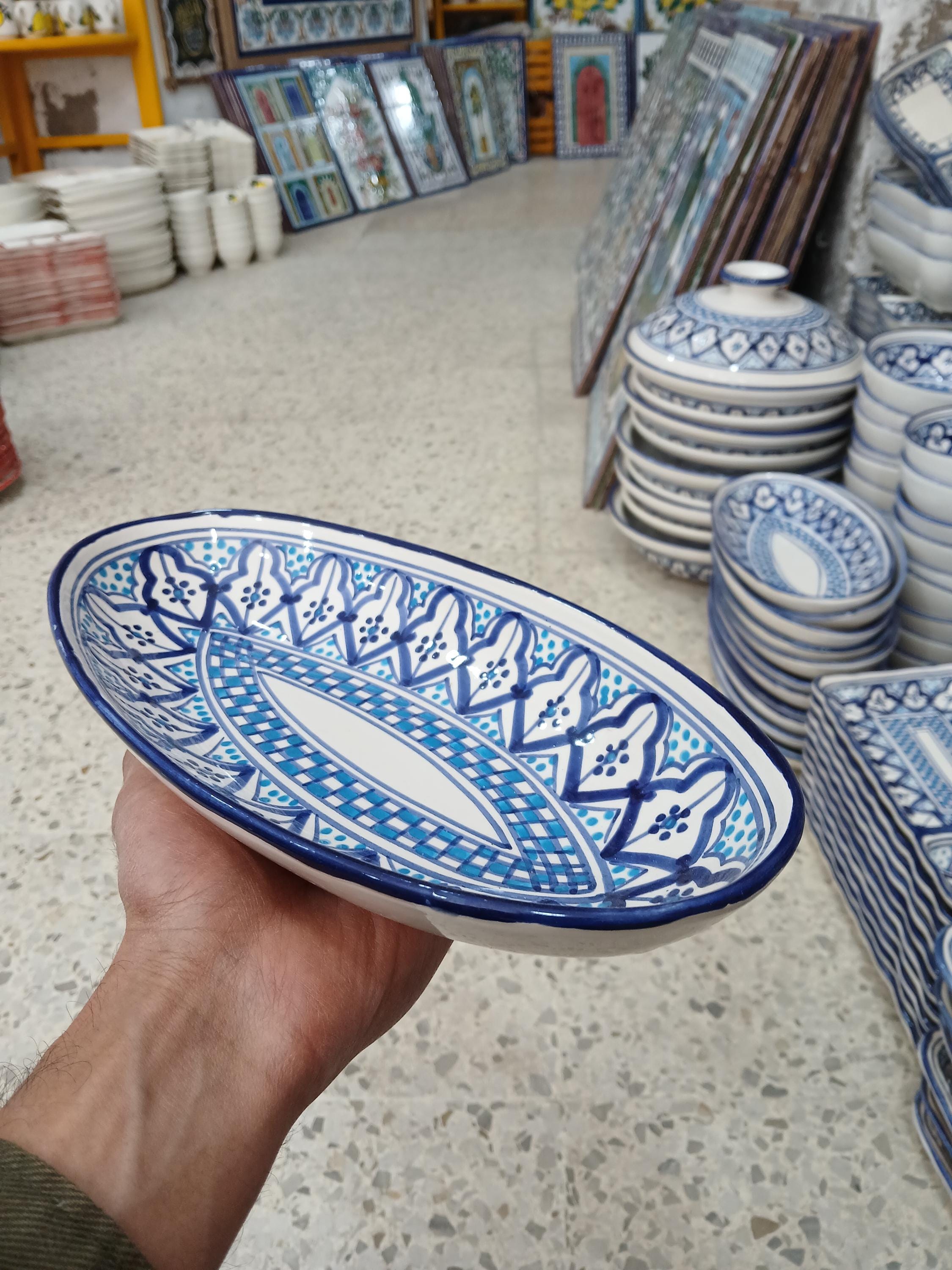 Ceramic dish, traditional Tunisian pattern, blue - Ceramic dish, traditional Tunisian pattern, blue