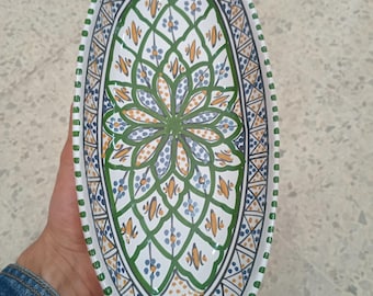 Ceramic dish, traditional Tunisian pattern, oriental, green - Ceramic dish, traditional Tunisian pattern, green