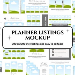 Etsy Mockup Planners Journal Bundle, Etsy Listing Mockup Canva Editable Templates, Digital Product Mockup, Drag and Drop Mockups