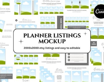 Etsy Mockup Planners Journal Bundle, Etsy Listing Mockup Canva Editable Templates, Digital Product Mockup, Drag and Drop Mockups