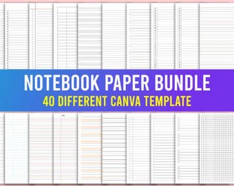 Papel para cuaderno KDP Interiors / 40 plantillas imprimibles / Enlace editable a Canva / PDF, JPG y PNG de alta calidad