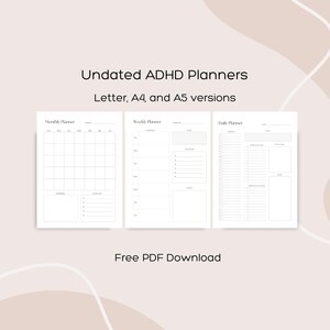 ADHD Daily/Weekly/Monthly Planners Digital Download, Weekly Task List, Productivity Planners