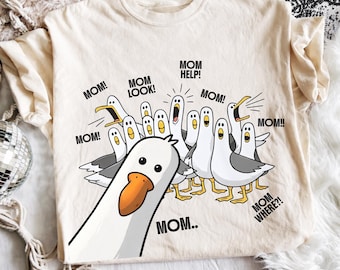 Funny Seagulls Mom PNG, Mother's Day Gift, Chaotic Mom Mom Mom, Tired Mama, Cool Mom Humor Shirt Design Digital Download