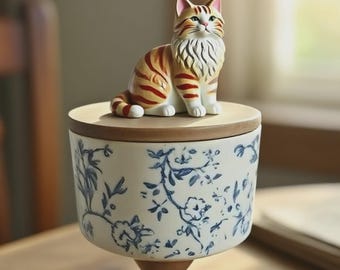 パーソナライズされた彫刻が施されたカスタムハンドペイント猫灰壷、セラミックペットメモリアル壷、手作りの記念品、ペットロスギフト、猫の思い出ボックス