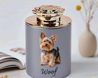 Mini Metal Floral Dog Memorial Urn, Custom Dog Ashes Keepsake Box, Personalized Dog Loss Gift, Pet Fur Keepsake, Pet Sympathy Gift