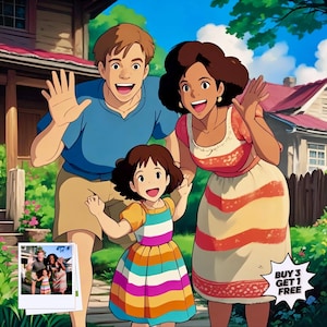 Custom Ghibli-Style Art | Anime Portraits for Kids, Custom Cartoon, Families & Pets, Anime From Photo, Personalized Anime, Fathers day gift