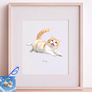 Mini Custom Watercolor Cat Portrait, Portraits from Photos, Custom Painting, Cat Lover Gift, CRemembrance Gift, Personalized Art Commission