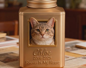 Custom 3D Metal Cat Urn for Ashes from Photo, Personalized Pet Memorial Urn, Pet Portrait Cremation Keepsake Gift, Custom Large Pet Urn