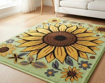 Sunflower Sunshine – Retro Rug - Etsy