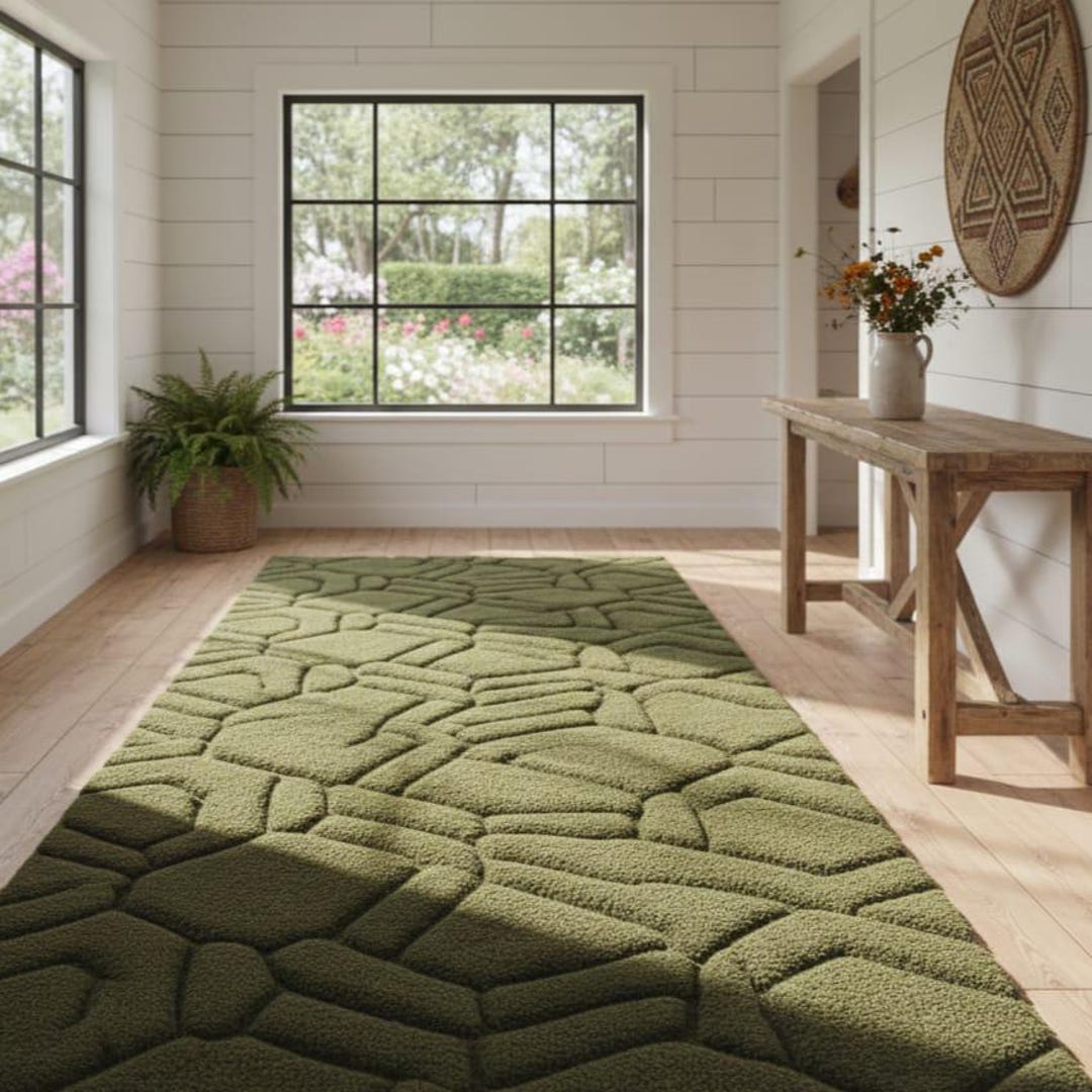 3D Moss Green Pebble Rug – Hand-tufted New Zealand Wool Carpet - Etsy