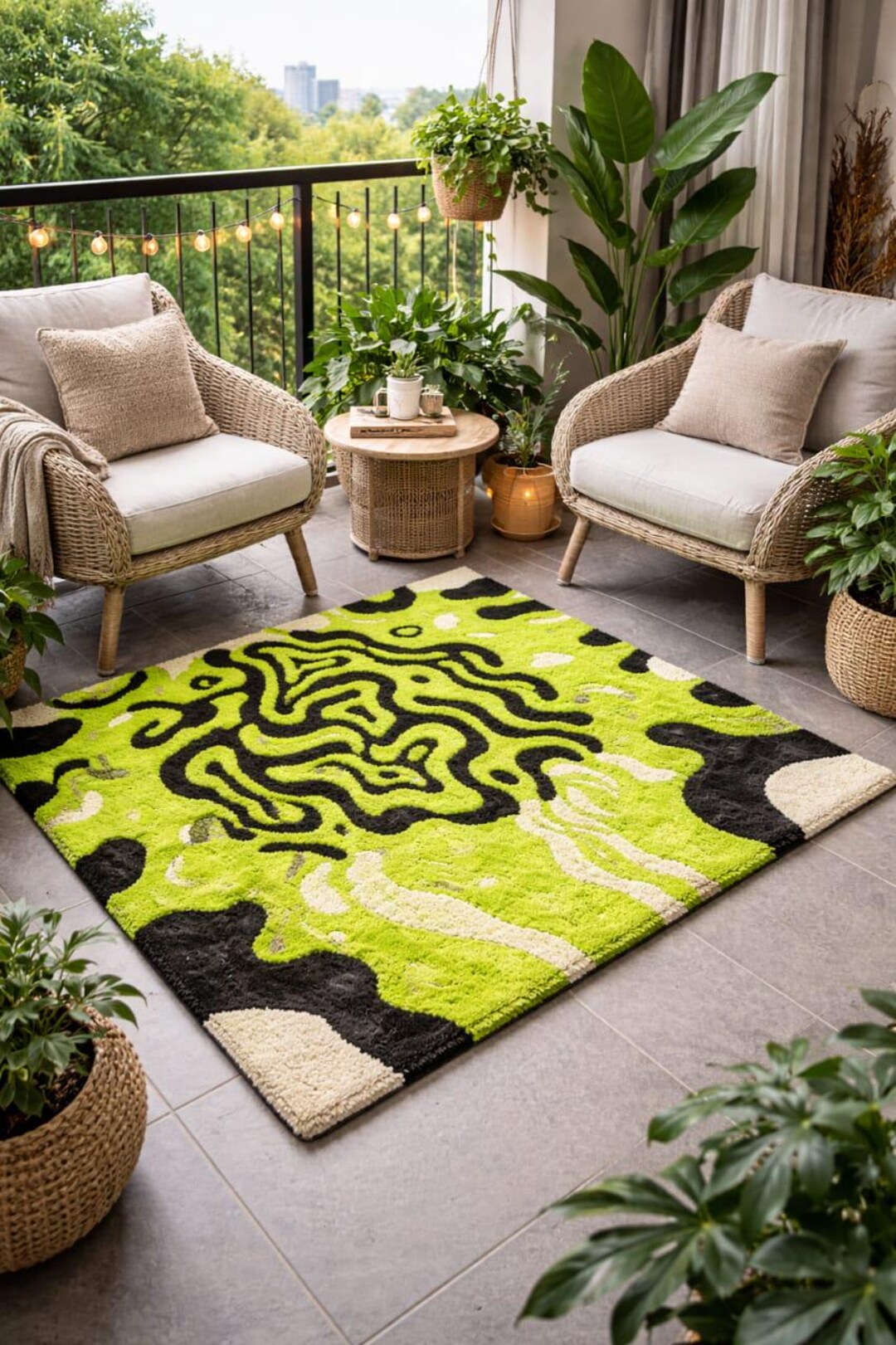 Neon 6x9 Rug Neon Green Abstract Wool Rug, Hand Tufted Modern Hallway Runner 6x9 - Etsy