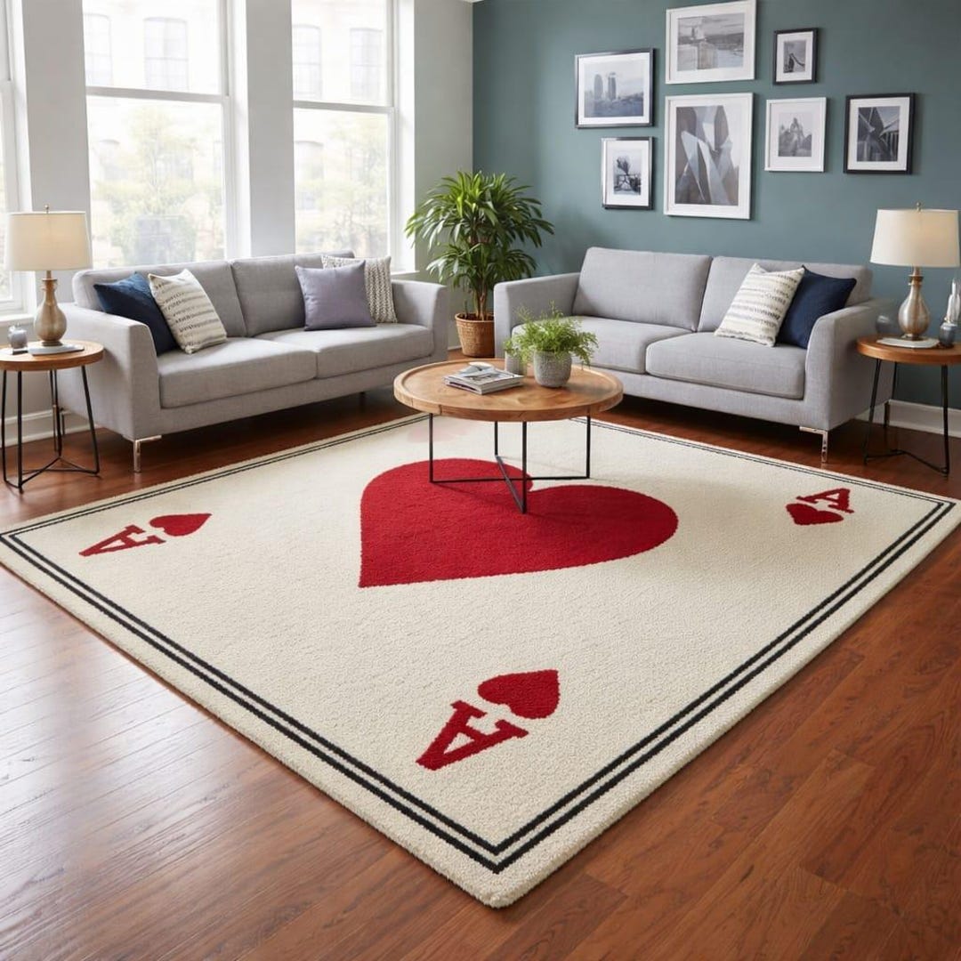 Hand-tufted New Zealand Wool Rug: Ace of Spades Casino Decor - Etsy
