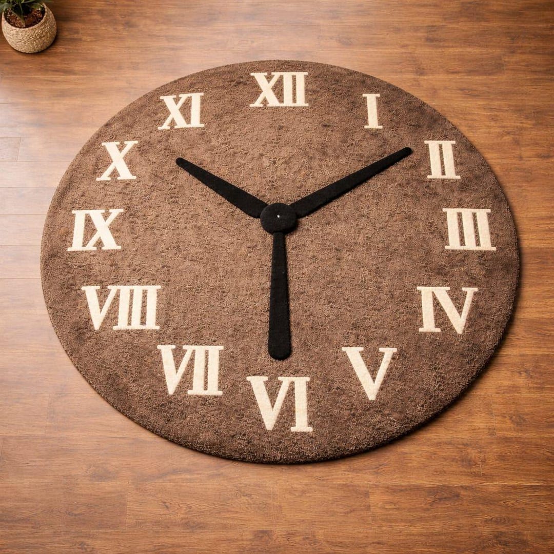 Hand Tufted Wool Clock Rug, Roman Numeral Design, Kids Playroom Rug - Etsy