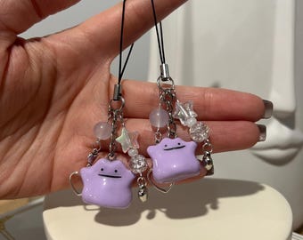 Handmade Clay Ditto Phone Charm Keychain Accessory - Cheeky Edition