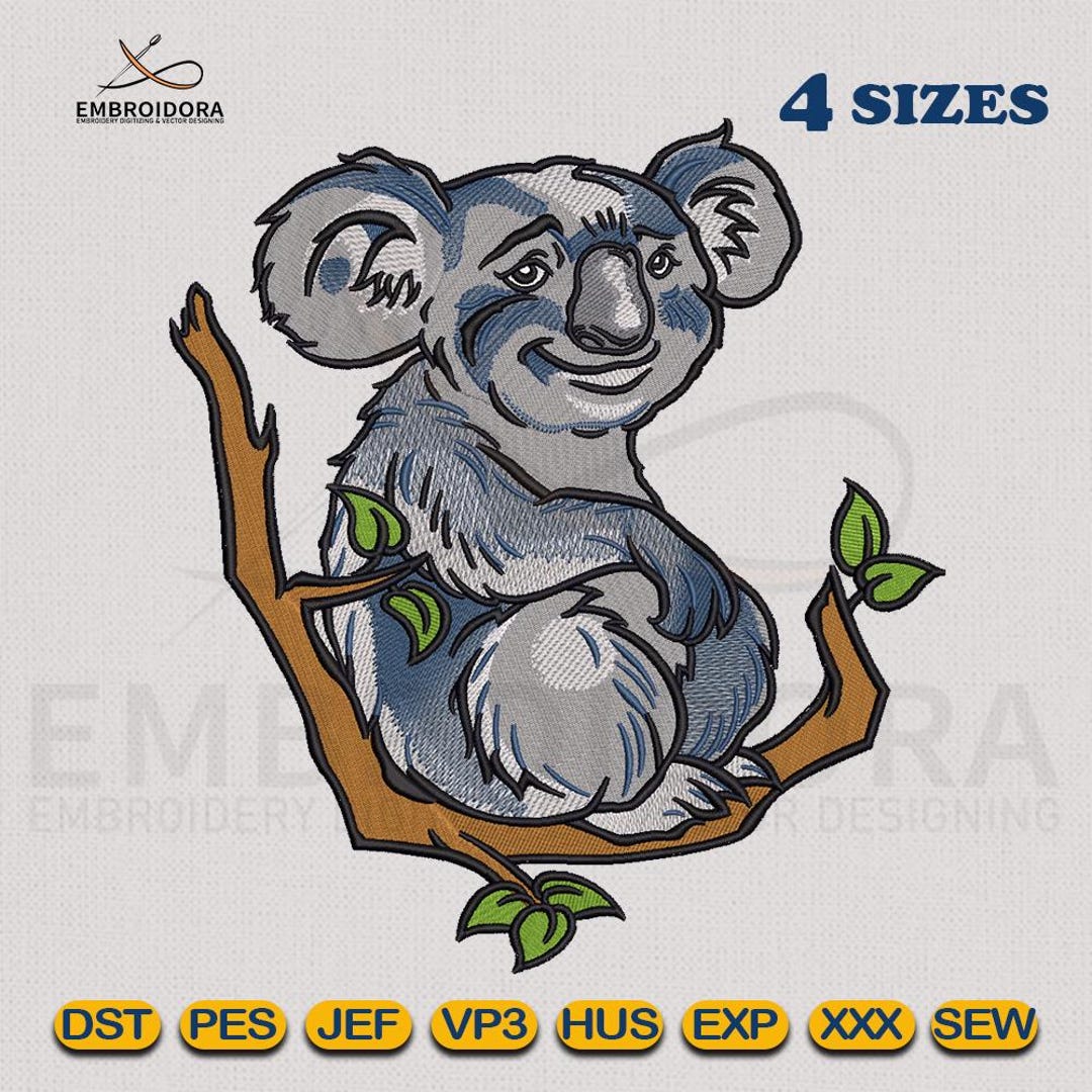 Koala Bear Embroidery Design: Cartoon Applique Pattern (4 Hoop Sizes ...